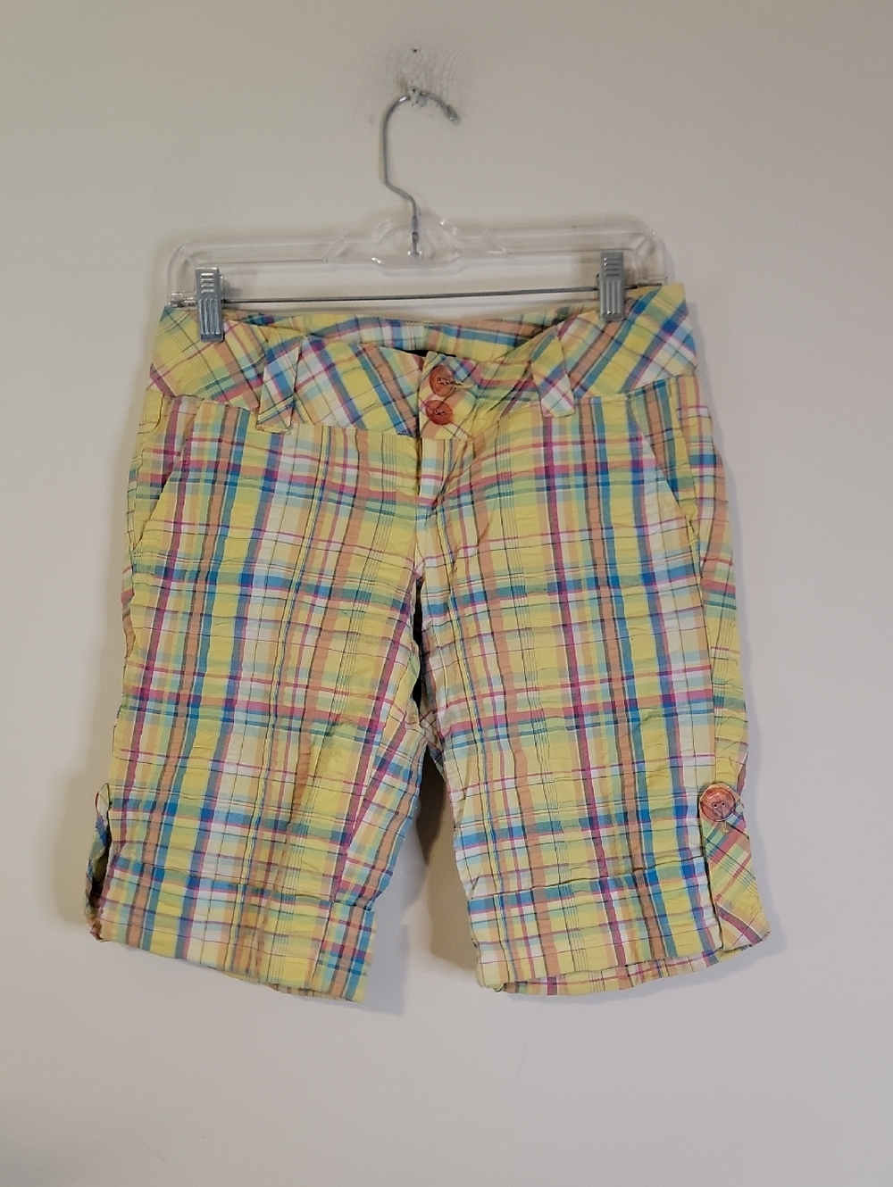 Women’s Yellow Plaid Bermuda Shorts